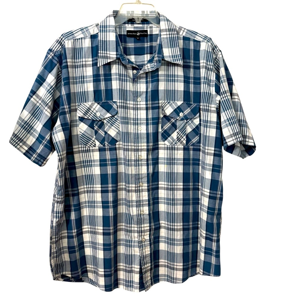 Beverly Hills Polo Club Navy and White Plaid Shirt 3X